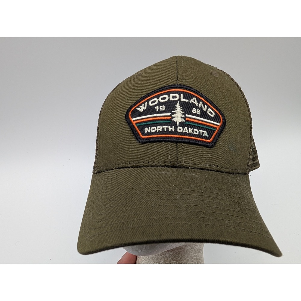 Zephyr Woodland North Dakota 1988 Trucker Hat Olive Green Adjustable Snapback